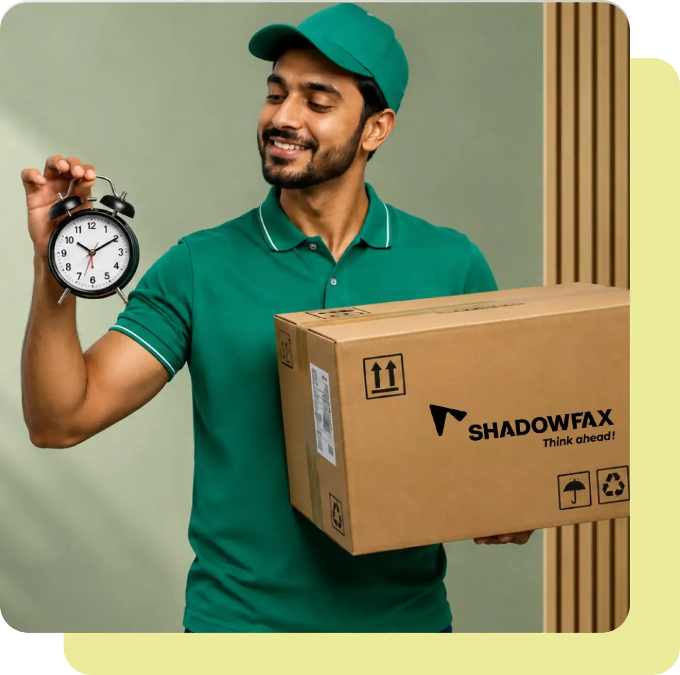 Shadowfax delivery partner with clock